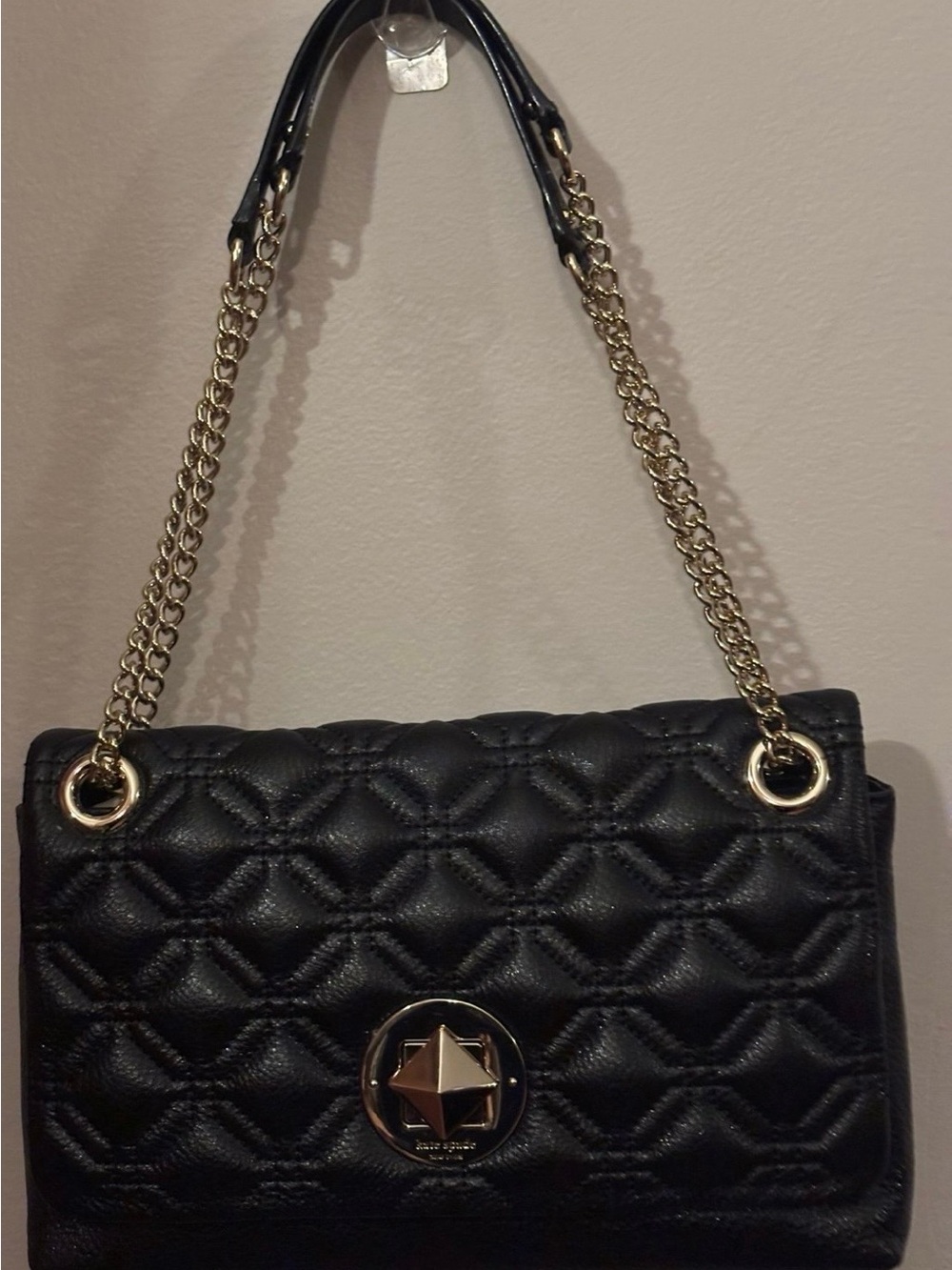 kate spade Black Quilted Shoulder Bag with Gold Hardware